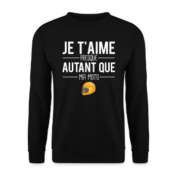 Je t'aime presque autant que la moto motard humour - Sweat-shirt Unisexe - noir - Devant - Alina (178cm) & Michal (187cm)