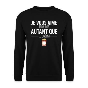 Je vous aime mais pas autant que le cinéma popcorn - Sweat-shirt Unisexe - noir - Devant - Alina (178cm) & Michal (187cm)