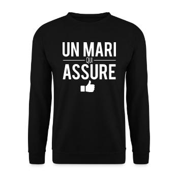 Un mari qui assure blague homme marié humour - Sweat-shirt Unisexe - noir - Devant - Alina (178cm) & Michal (187cm)