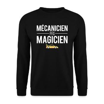 Mécanicien pas magicien garagiste voiture - Sweat-shirt Unisexe - noir - Devant - Alina (178cm) & Michal (187cm)