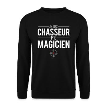 Je suis chasseur pas magicien chasse humour - Sweat-shirt Unisexe - noir - Devant - Alina (178cm) & Michal (187cm)