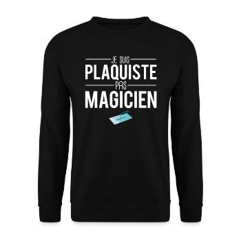 Je suis plaquiste pas magicien métier rénovation - Sweat-shirt Unisexe - noir - Devant - Alina (178cm) & Michal (187cm)