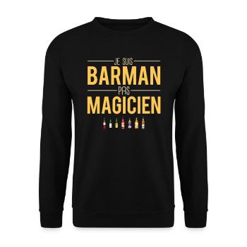 Je suis barman pas magicien métier bar humour - Sweat-shirt Unisexe - noir - Devant - Alina (178cm) & Michal (187cm)