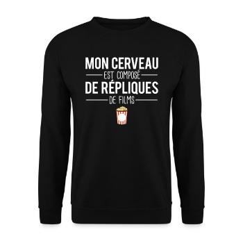 Mon cerveau est compose de répliques de films - Sweat-shirt Unisexe - noir - Devant - Alina (178cm) & Michal (187cm)