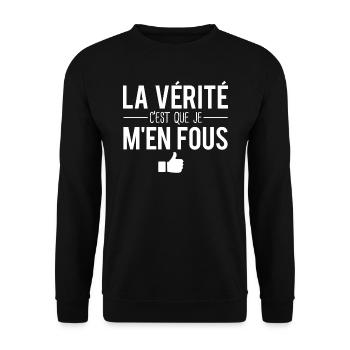 La vérité c'est que je m'en fous rien à foutre - Sweat-shirt Unisexe - noir - Devant - Alina (178cm) & Michal (187cm)
