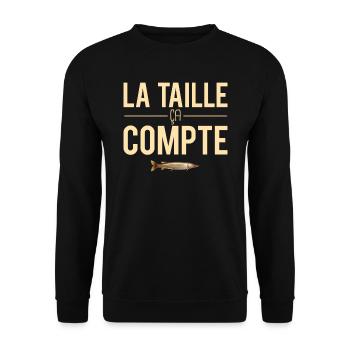 La taille ça compte blague pêche pêcheur humour - Sweat-shirt Unisexe - noir - Devant - Alina (178cm) & Michal (187cm)