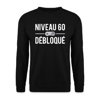Niveau 60 débloqué anniversaire 60 ans gamer - Sweat-shirt Unisexe - noir - Devant - Alina (178cm) & Michal (187cm)