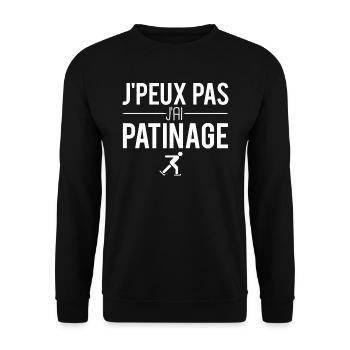J'peux pas j'ai patinage patiner patins à glace - Sweat-shirt Unisexe - noir - Devant - Alina (178cm) & Michal (187cm)
