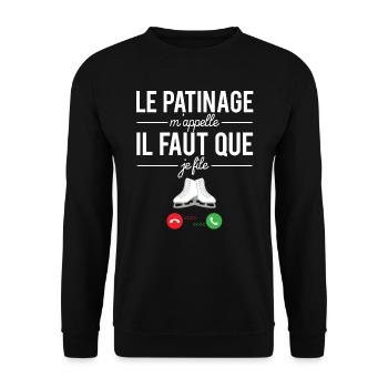 Le patinage m'appelle il faut que je file patiner - Sweat-shirt Unisexe - noir - Devant - Alina (178cm) & Michal (187cm)