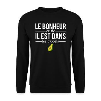 Le bonheur existe blague amateur avocat guacamole - Sweat-shirt Unisexe - noir - Devant - Alina (178cm) & Michal (187cm)
