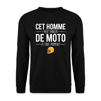 Parler de moto casque motard humour - Sweat-shirt Unisexe - noir - Devant - Alina (178cm) & Michal (187cm)