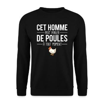 Parler de poules poulailler jardin humour - Sweat-shirt Unisexe - noir - Devant - Alina (178cm) & Michal (187cm)