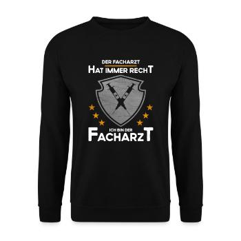 Der Facharzt Hat Immer Recht - Unisex Pullover - Schwarz - Vorne - Alina (178cm) & Michal (187cm)