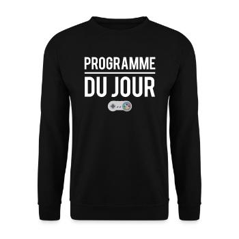 Programme du jour gamer geek humour - Sweat-shirt Unisexe - noir - Devant - Alina (178cm) & Michal (187cm)