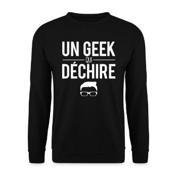 Un geek qui déchire père fils gamer humour - Sweat-shirt Unisexe - noir - Devant - Alina (178cm) & Michal (187cm)