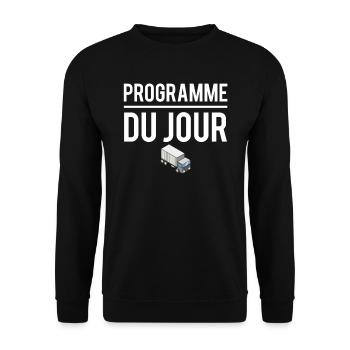 Programme du jour routier chauffeur camion humour - Sweat-shirt Unisexe - noir - Devant - Alina (178cm) & Michal (187cm)