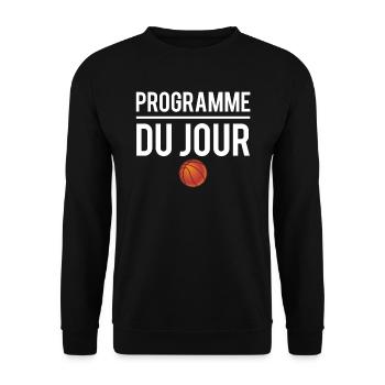 Programme du jour amateur basket sport humour - Sweat-shirt Unisexe - noir - Devant - Alina (178cm) & Michal (187cm)