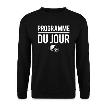 Programme du jour sieste repos flemme flemmard - Sweat-shirt Unisexe - noir - Devant - Alina (178cm) & Michal (187cm)