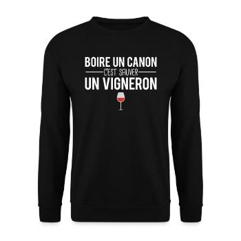 Boire du vin sauver un vigneron vigne humour - Sweat-shirt Unisexe - noir - Devant - Alina (178cm) & Michal (187cm)