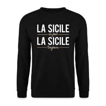 La sicile un jour la sicile toujours sicilien - Sweat-shirt Unisexe - noir - Devant - Alina (178cm) & Michal (187cm)