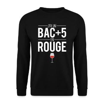 Je suis bac+5 en rouge vin vigne vigneron apéro - Sweat-shirt Unisexe - noir - Devant - Alina (178cm) & Michal (187cm)