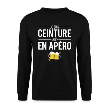 Je suis ceinture noire en apéro bière bar pression - Sweat-shirt Unisexe - noir - Devant - Alina (178cm) & Michal (187cm)