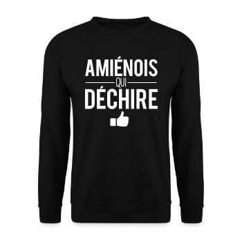 Amiénois qui déchire habitant amiens ville france - Sweat-shirt Unisexe - noir - Devant - Alina (178cm) & Michal (187cm)