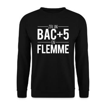 Bac +5 en flemme procrastination motivation - Sweat-shirt Unisexe - noir - Devant - Alina (178cm) & Michal (187cm)