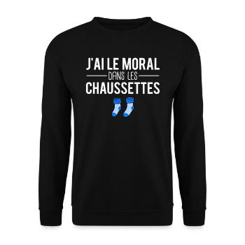 J'ai le moral dans les chaussettes expression - Sweat-shirt Unisexe - noir - Devant - Alina (178cm) & Michal (187cm)
