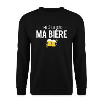 Mais où est donc ma bière pression mousse apéro - Sweat-shirt Unisexe - noir - Devant - Alina (178cm) & Michal (187cm)