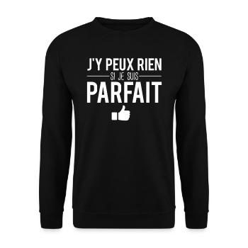 J'y peux rien si je suis parfait homme perfection - Sweat-shirt Unisexe - noir - Devant - Alina (178cm) & Michal (187cm)