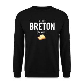 Je suis breton un vrai cadeau breton humour - Sweat-shirt Unisexe - noir - Devant - Alina (178cm) & Michal (187cm)