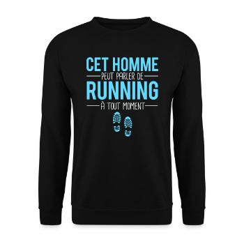 Cet homme peut parler de running à tout moment - Sweat-shirt Unisexe - noir - Devant - Alina (178cm) & Michal (187cm)