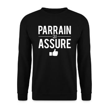Parrain qui assure cadeau meilleur parrain humour - Sweat-shirt Unisexe - noir - Devant - Alina (178cm) & Michal (187cm)