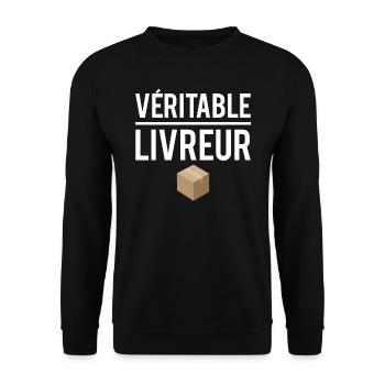 Véritable livreur meilleur livreur métier humour - Sweat-shirt Unisexe - noir - Devant - Alina (178cm) & Michal (187cm)