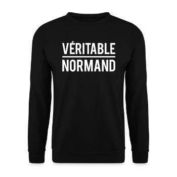 Véritable normand cadeau papa normand humour - Sweat-shirt Unisexe - noir - Devant - Alina (178cm) & Michal (187cm)