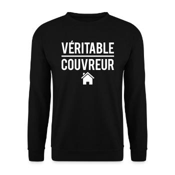 Véritable couvreur métier travaux toiture humour - Sweat-shirt Unisexe - noir - Devant - Alina (178cm) & Michal (187cm)