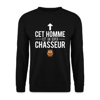 Cet homme est un super chasseur amateur chasse - Sweat-shirt Unisexe - noir - Devant - Alina (178cm) & Michal (187cm)
