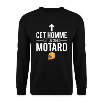 Cet homme est un super motard humour moto - Sweat-shirt Unisexe - noir - Devant - Alina (178cm) & Michal (187cm)