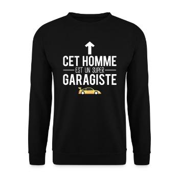 Cet homme est un super garagiste mécanicien humour - Sweat-shirt Unisexe - noir - Devant - Alina (178cm) & Michal (187cm)