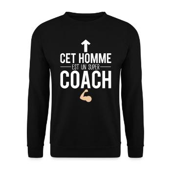 Cet homme est un super coach sportif sport - Sweat-shirt Unisexe - noir - Devant - Alina (178cm) & Michal (187cm)