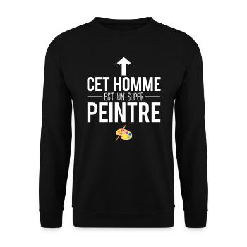 Cet homme est un super peintre amateur peinture - Sweat-shirt Unisexe - noir - Devant - Alina (178cm) & Michal (187cm)