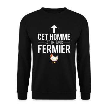 Cet homme est un super fermier poule humour - Sweat-shirt Unisexe - noir - Devant - Alina (178cm) & Michal (187cm)