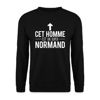 Cet homme est un super normand normandie humour - Sweat-shirt Unisexe - noir - Devant - Alina (178cm) & Michal (187cm)