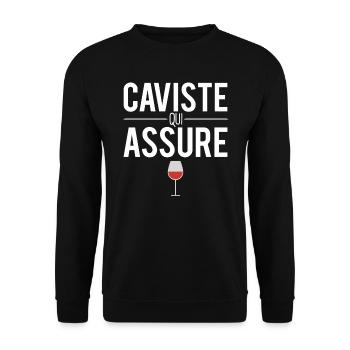 Caviste qui assure vin métier profession - Sweat-shirt Unisexe - noir - Devant - Alina (178cm) & Michal (187cm)
