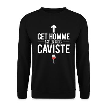 Cet homme est un super caviste vigne vin humour - Sweat-shirt Unisexe - noir - Devant - Alina (178cm) & Michal (187cm)