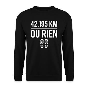 42.195km ou rien coureur marathon course humour - Sweat-shirt Unisexe - noir - Devant - Alina (178cm) & Michal (187cm)