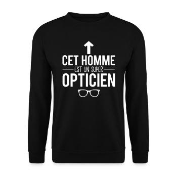 Cet homme est un super opticien métier lunettes - Sweat-shirt Unisexe - noir - Devant - Alina (178cm) & Michal (187cm)