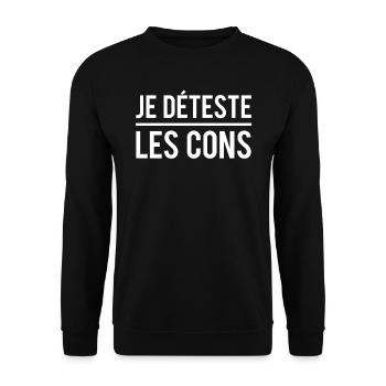 Je déteste les cons imbéciles idiots les gens - Sweat-shirt Unisexe - noir - Devant - Alina (178cm) & Michal (187cm)