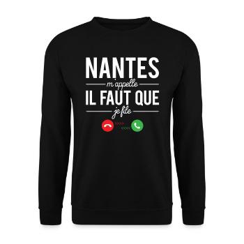 Nantes m'appelle il faut que je file ville france - Sweat-shirt Unisexe - noir - Devant - Alina (178cm) & Michal (187cm)